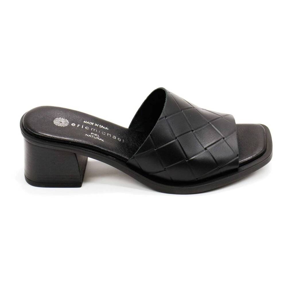 NEW ERIC MICHAEL women's vicky slip-on leather heels in black